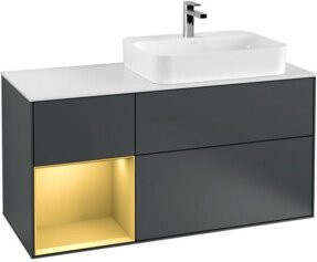 V&B Finion Waschtischunterschrank mit Wandbeleuchtung, Breite: 120 cm, B/T/H: 120 x 50,1 x 50,1 cm, lackiert, matt blau - Bild 1