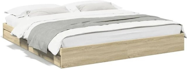 vidaXL Bettgestell mit Schubladen Sonoma-Eiche Braun, B/T/H: 200 x 200 x 203 cm - Bild 1