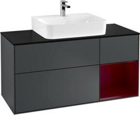 V&B Waschtischunterschrank Finion in Platinbraun matt lackiert mit Regalelement rechts, Breite: 120 cm, Höhe: 60,3 cm, Tiefe: 50,1 cm - Bild 1