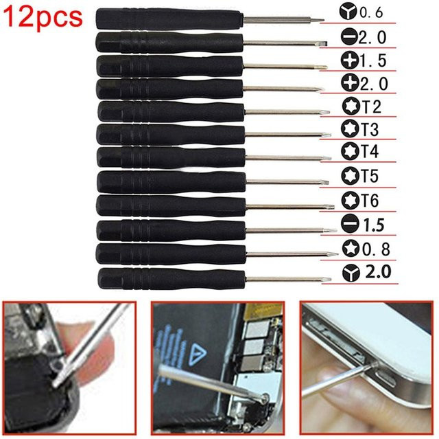 Choubo six Mini Multifunktions Magnetisches Präzisions-Schraubendreher-Set für Smartphone und Tablet Reparatur, 12 Teile, Schwarz - Bild 1