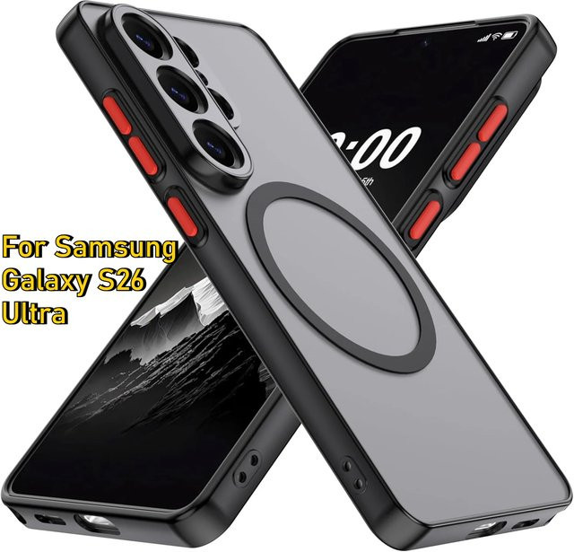 Matte magnetische Handyhülle für Samsung Galaxy S26 Ultra S25 S24 S23 Plus FE aus weichem TPU, stoßfest und robust, in Schwarz oder Grün - Bild 1