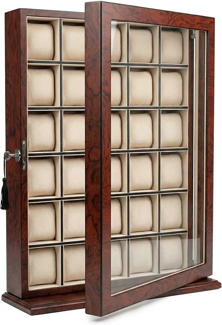 Uhrenvitrine Rothenschild RS-1135-30BU für 30 Uhren in Bubinga, Braun, B/T/H: 40,5 x 30,0 x 9,0 cm - Bild 1