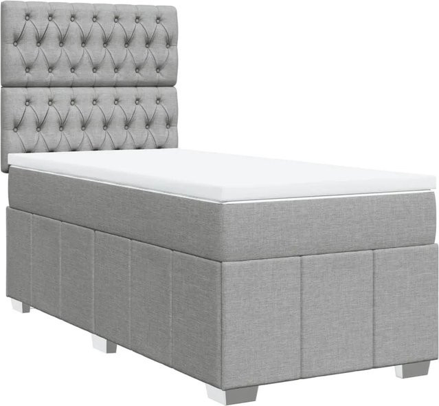vidaXL Boxspringbett mit Matratze Hybrid-Design in Hellgrau, B/T/H: 80 x 200 x 140,5 cm - Bild 1