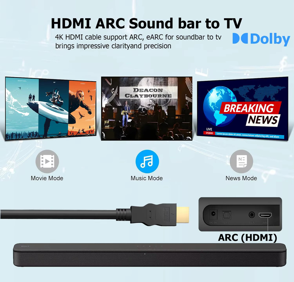 YYTEEK 2er-Pack HDMI 2.0 Kabel in Schwarz mit 18Gbps, 4K60Hz, 2K und ARC Unterstützung - Bild 5