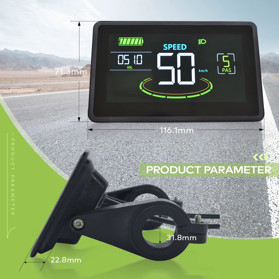 Haytrix H6C MTB Elektrischer Fahrradcomputer mit digitalem horizontalem Bildschirm in Schwarz - Bild 5