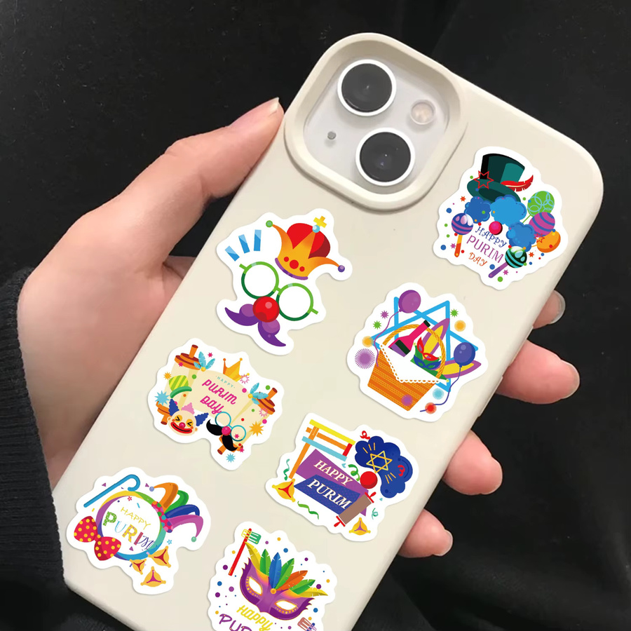 500 Stück Purim jüdische Festival-Rollenaufkleber mit 10 verschiedenen Mustern in Multicolor für DIY-Dekorationen von Gepäck und Wasserbechern - Bild 3