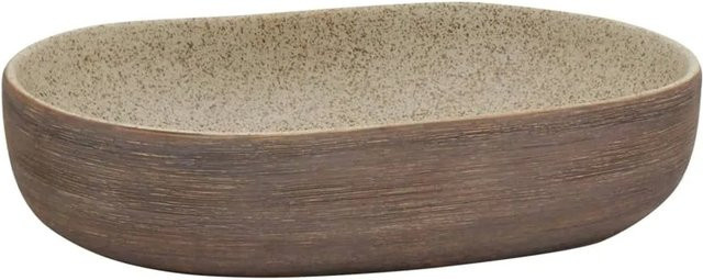vidaXL Aufsatzwaschbecken aus Keramik in Braun und Beige, Oval, B/T/H: 59 x 40 x 14 cm - Bild 1