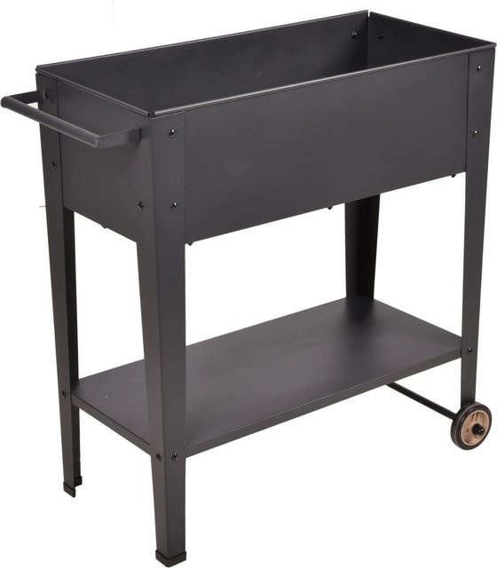 DELUKE Hochbeet METZ Mobil Anthrazit aus Stahl und Metall für Garten Balkon und Terrasse B/T/H: 80 x 66 x 34 cm - Bild 1