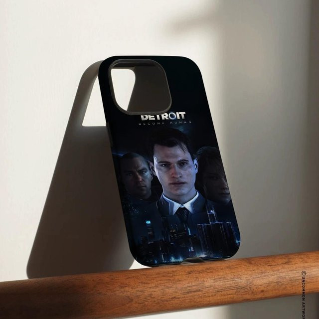 D-Detroit Become Human Handyhülle für Apple iPhone 17 16 15 14 13 12 Pro Max Plus, glänzende HD-Doppelschicht-Flüssighartschale, weiß/mehrfarbig - Bild 1