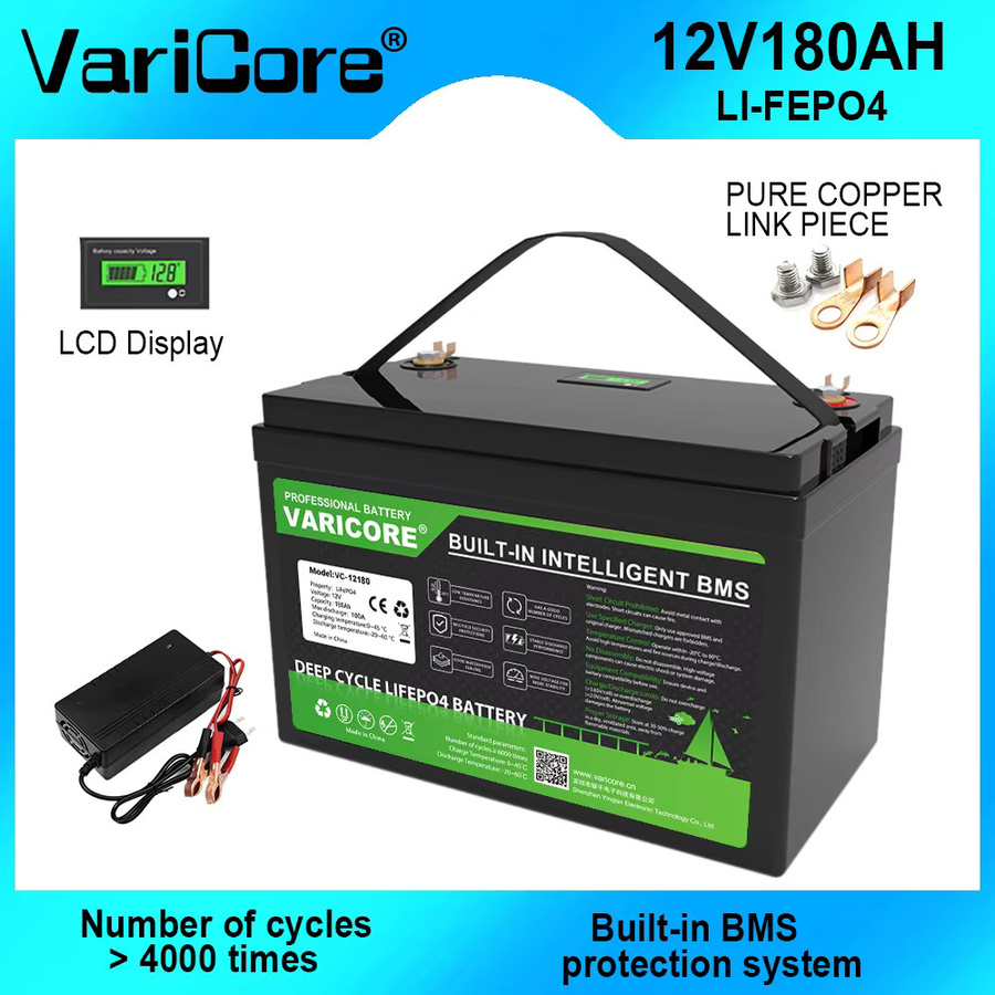 VariCore LiFePO4 Batteriepack 12V 180Ah mit 4S BMS in Schwarz für Wohnmobile, Golfcarts und Solarstromspeicher - Bild 4