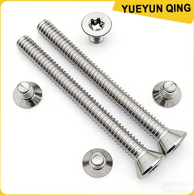 YUEYUN QING Torx Senkkopfschrauben aus 304 Edelstahl in Silber, metrisches Gewinde GB2673 - Bild 1