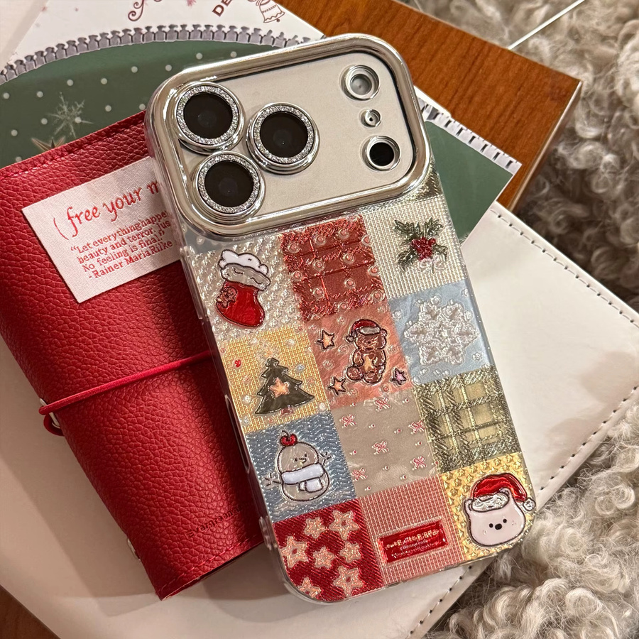 MUQGEW Glitzer Handyhülle mit Gittermuster und Kette für iPhone 11 bis iPhone 17 Pro Max Plus, stoßfeste Hartschale, Mehrfarbig - Bild 3