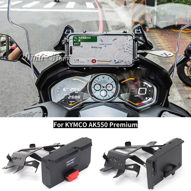 Otilli Premium Windschutzscheiben Navigation Platte für Kymco AK 550 in Schwarz als GPS und Telefon Halterung für dein Motorrad Zubehör - Bild 1