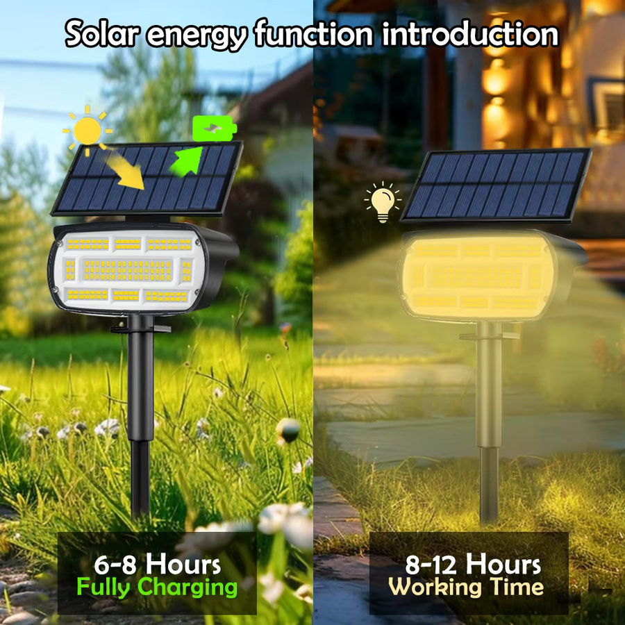 Wasserdichter Solar LED Spot mit 136 LEDs für Garten und Außenbereich in Schwarz und Weiß - Bild 3