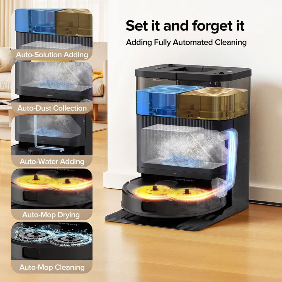 Lubluelu S1000 Kabelloser Roboter-Staubsauger in Schwarz mit 11000Pa Saugkraft, Teppich-Boost-Technologie für Tierhaare und 200 Minuten Akkulaufzeit - Bild 3