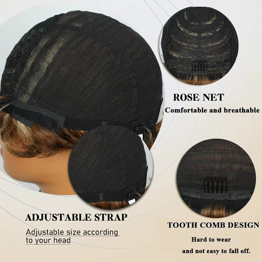 OYM HAIR Pixie-Schnitt-Perücke mit Pony, Echthaar, Damen - Bild 4