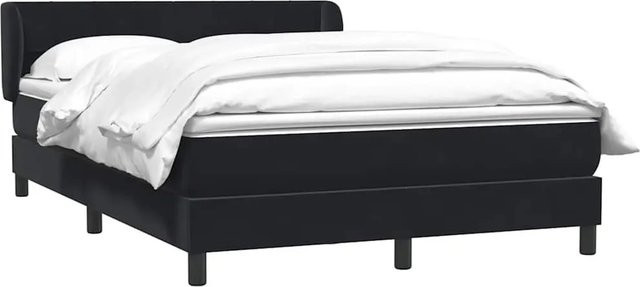 vidaXL Boxspringbett Hybrid mit Matratze und Taschenfederkern in Schwarz aus Samt, B/T/H: 160 x 210 x 78 cm - Bild 1