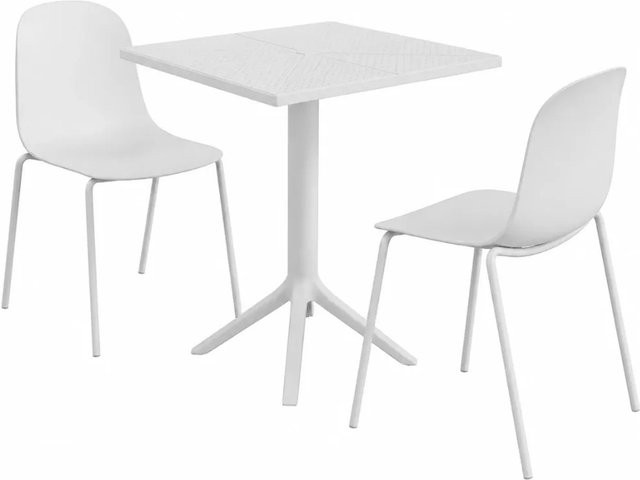 DELUKE Gartenmöbel-Set IDA Bistroset mit 2 Stühlen und Tisch in Weiß, B/T/H: 166 x 60 x 85 cm - Bild 1