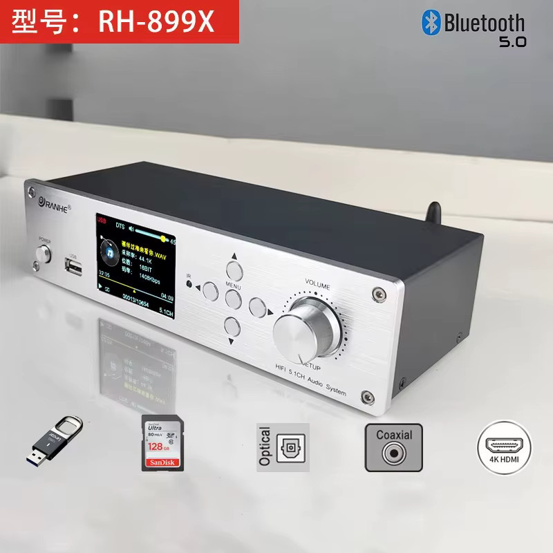 SzHuaChen DSD DTS AC3 Decoder 5.1CH Audio DAC mit Bluetooth 5.0, HDMI, USB, Glasfaser und Koaxial SPDIF in Schwarz - Bild 2