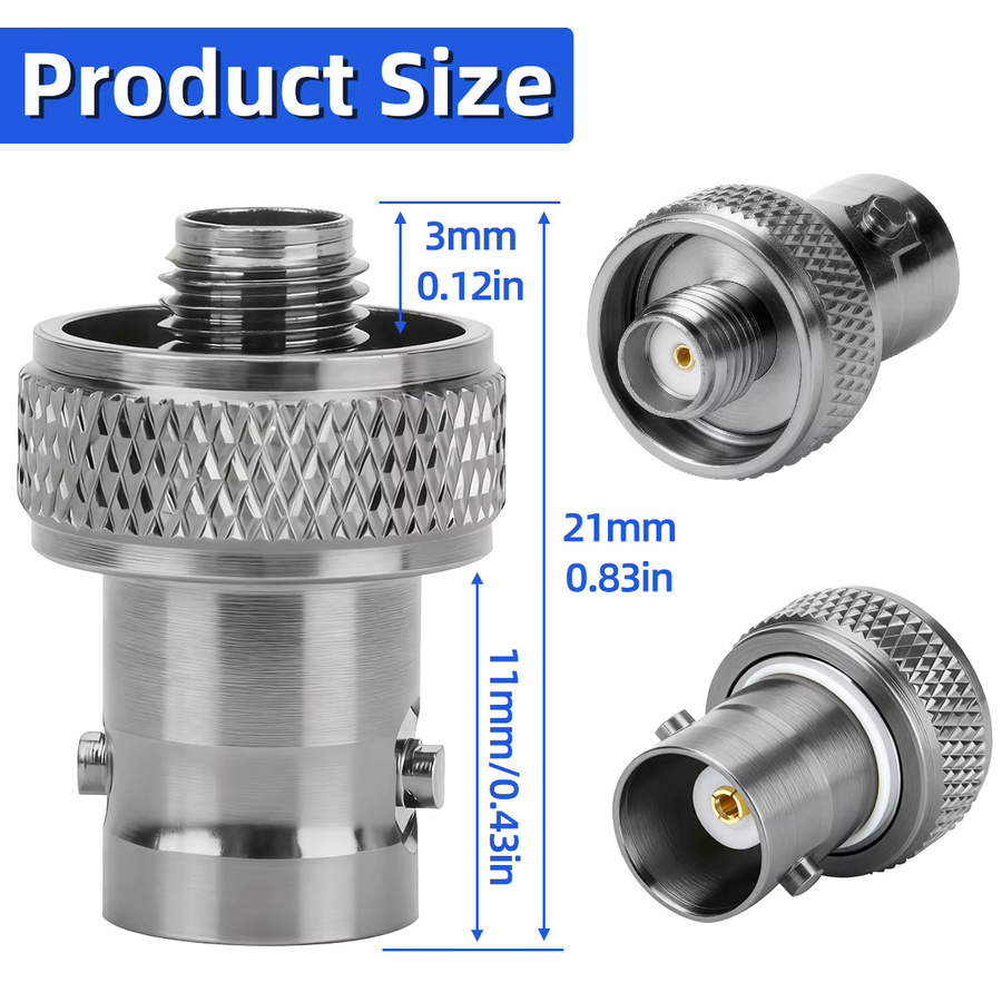 ABBREE Antennenadapter SMA-Buchse auf BNC-Anschluss in Silber für Walkie Talkie und Amateurfunk wie UV-5R und Mini UV-21PRO - Bild 3
