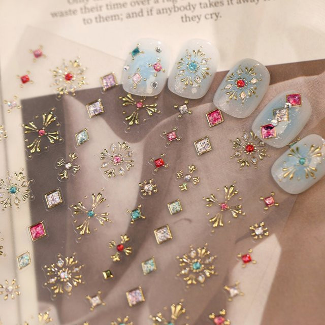NAILFYOU Nagelaufkleber, Schneeflocken-Quadrat, Glänzend, Damen - Bild 1