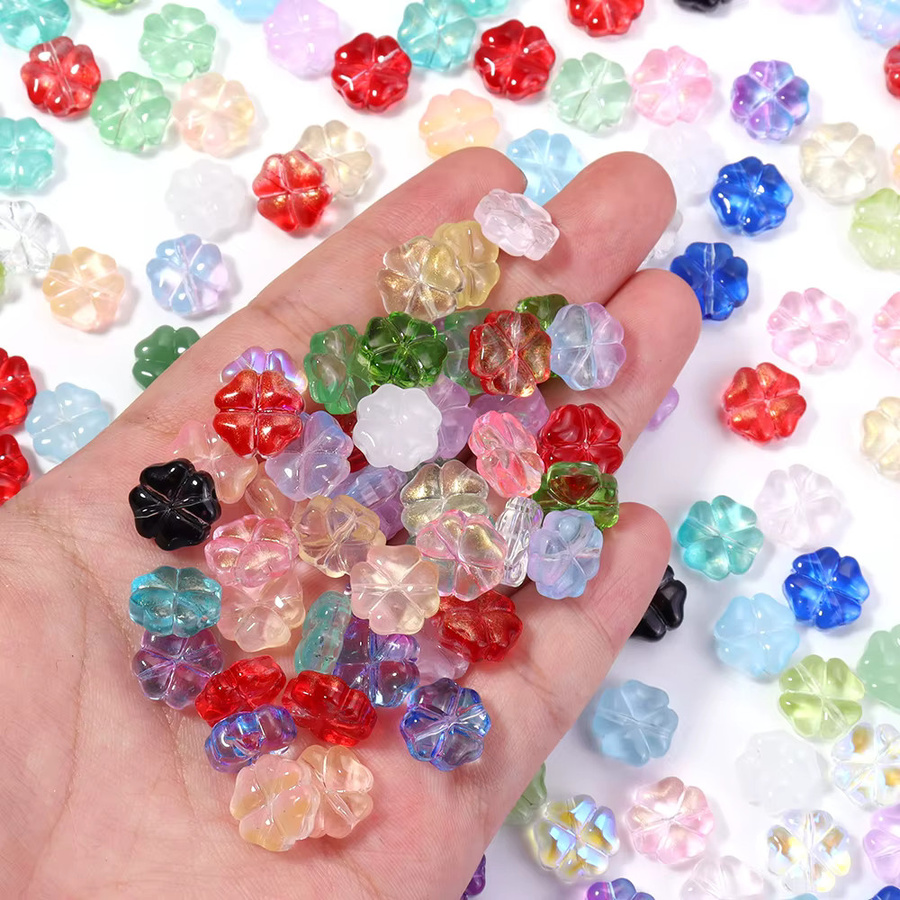 lingsai Glasperlen, Kleeblatt, Bunt, 10mm, 50 Stück - Bild 3