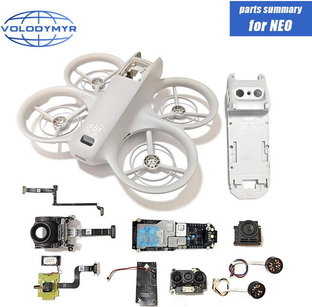 VOLODYMYR Ersatzteile für DJI NEO Drohne: Obere, mittlere und untere Schale für Körperrahmen, Gimbal, Objektiv und Motor in Weiß - Bild 1