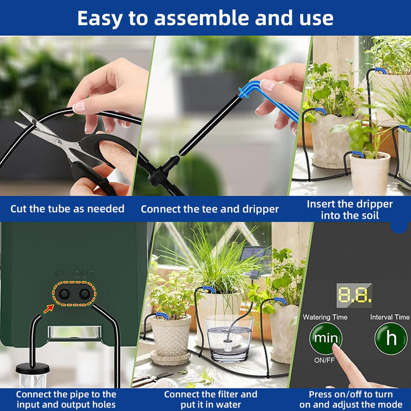 Neoglint Solar-Tropfbewässerungssystem mit Digitalanzeige für den Garten in Grün - Bild 7