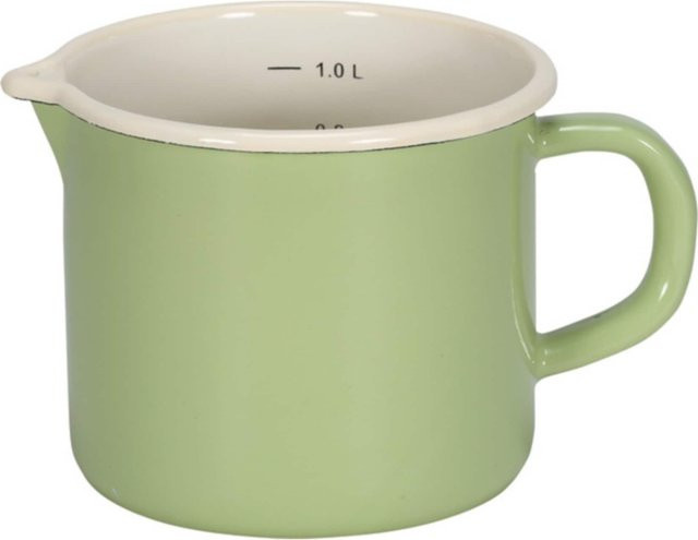 Emaille-Milchtopf JUIST mit Ausguss, grün, Höhe: 12 cm - Bild 1
