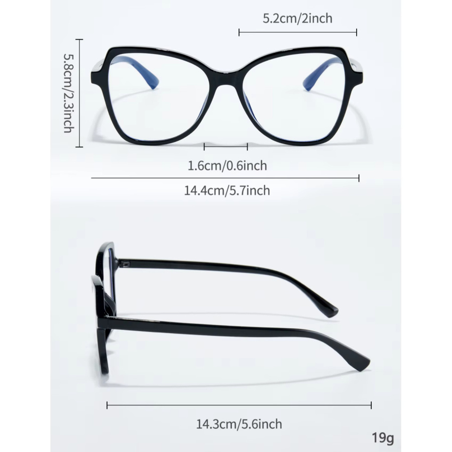 RELEN Korrektionsbrille Damen, Schmetterlingsform, Vollrand, Kunststoff, schwarz - Bild 3