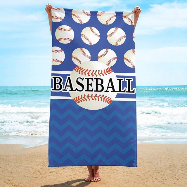 Sandfreies und schnelltrocknendes Strandtuch mit Basketball-Aufdruck von JMG Household Supplies in Blau, B: 50 cm, L: 100 cm - Bild 1