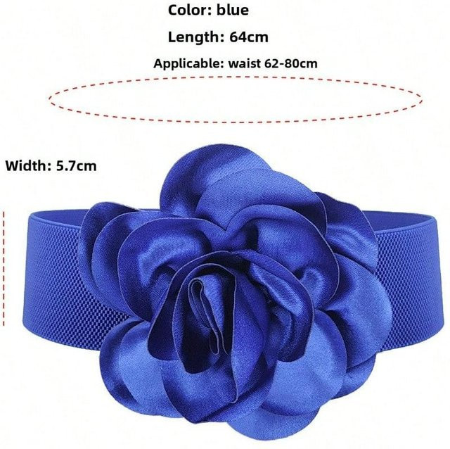 Blumen-Breiter Taillen-Siegelgürtel Damen, blue bunt - Bild 1