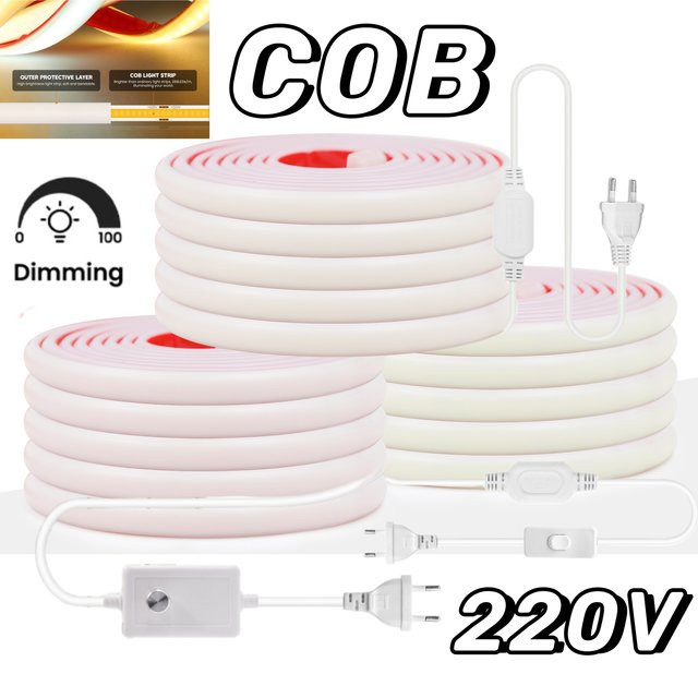 GAHADA COB Neonstreifen LED-Klebeband in Kaltweiß, IP67 Wasserdicht, 230V Diodenbeleuchtung für Küchenschränke - Bild 1