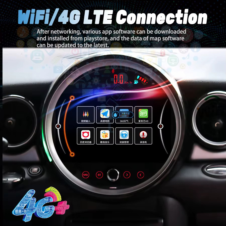 NAVIRIDER Android 13 Autoradio Multimedia Video Player mit Navigation und GPS sowie Carplay für BMW Mini One R56 R57 R58 R60 Cooper 2007-2017 in Schwarz - Bild 3