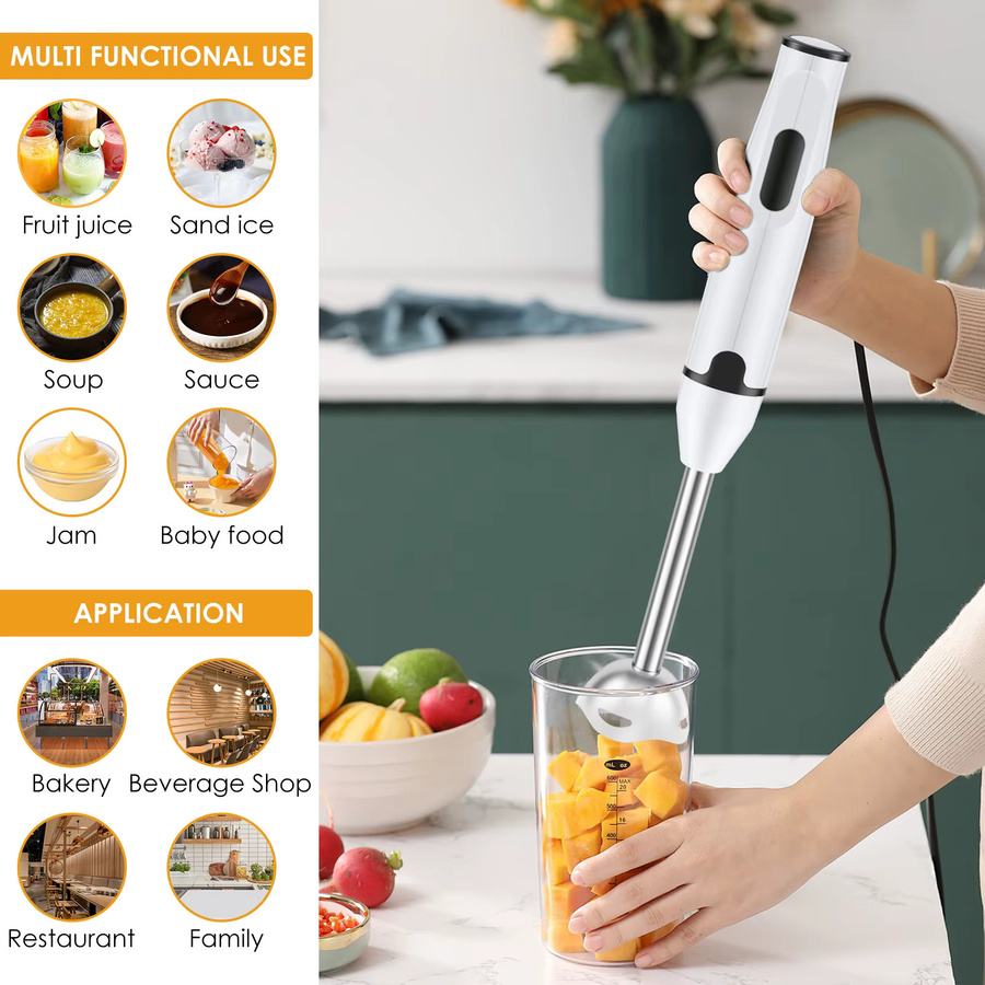 Multifunktionaler elektrischer Stabmixer von Willstar in Weiß aus Edelstahl für Suppen, Smoothies und Saucen - Bild 4