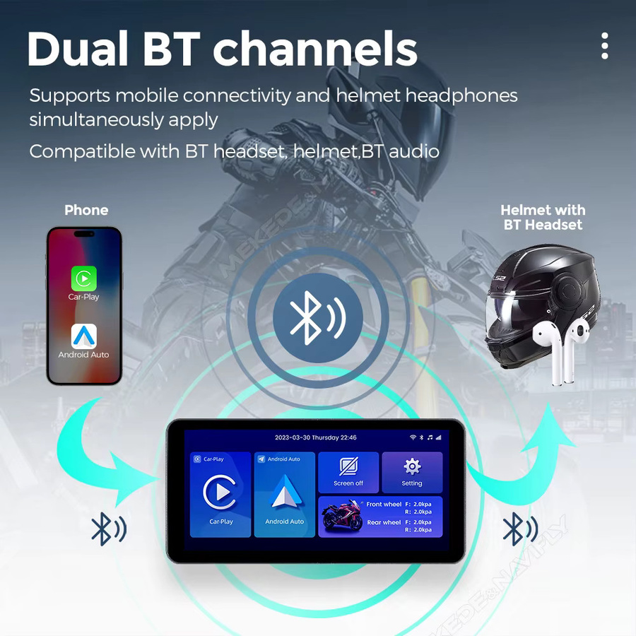 TomoStrong Tragbares 6,3 Zoll GPS Navigationsgerät für BMW Motorräder mit IPX7 Wasserdichtigkeit, Wireless CarPlay und Android Auto, IPS Touchscreen mit Tag-Nacht-Modus, Schwarz - Bild 5