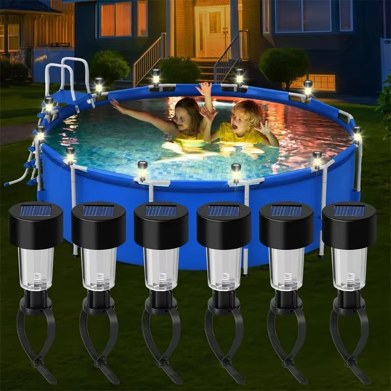 Wasserdichte Solar-LED-Bodenleuchten für Pool und Garten in Zylinderform, Schwarz oder Weiß - Bild 2