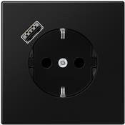 Jung Schuko Steckdose mit USB Typ A in Schwarz LS1520-18ASWM - Bild 1