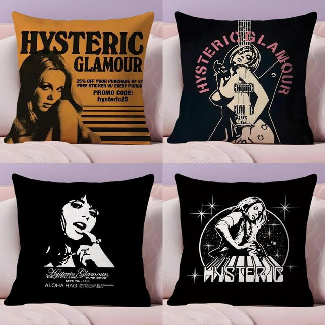 H-Hysteric Kissenbezug Glamour Girl aus weichem Plüsch in Weiß mit doppelseitigem Druck - Bild 1
