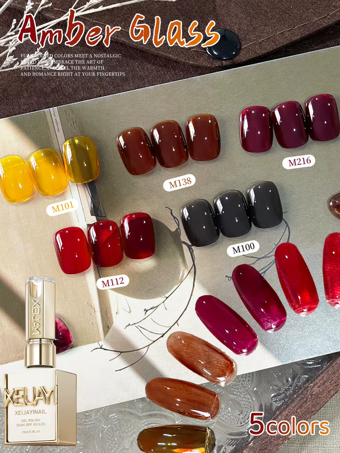XEIJAYI Gel-Nagellack Set, Bernsteinfarben, Glänzend, 15 ml - Bild 2