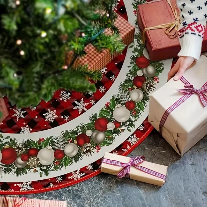 VIKAMA Weihnachtsbaum Rock mit kariertem Schneeflocken-Druck in Rot und Schwarz - Bild 3