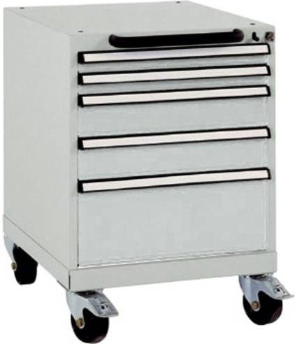 Manuflex BASETEC Schubfachschrank SP1023.7035 mobil, lichtgrau RAL 7035, 5 Schubfächer, Nutzhöhe: 50 cm - Bild 1