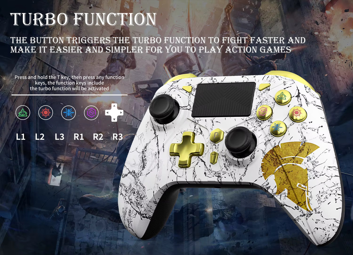 Bonacell Bluetooth Wireless Gamepad Multicolour für PS4 Slim Pro, PC, iOS und Android mit Dual Vibration und Sechs-Achsen-Joystick - Bild 6