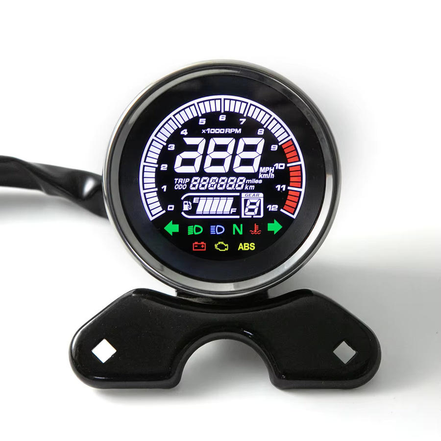 Evomosa Multifunktionale Motorrad-Anzeigen in Schwarz mit digitalem Kilometerzähler, Tachometer, Drehzahlmesser, Kraftstoffanzeige und LED-Indikator - Bild 3