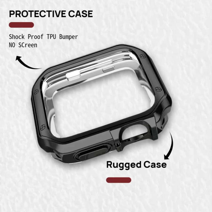 DLIBAND TPU-Schutzhülle für Apple Watch Serie 10 9 8 7 6 5 4 3 2 1 SE in Schwarz - Bild 2