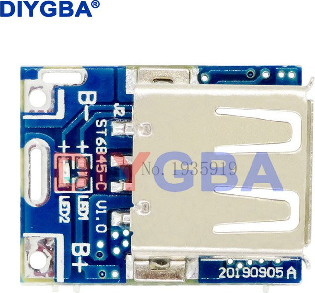 DNIGEF 5V Boost Step Up Power Modul mit LED Display und USB-Anschluss für Lithium LiPo Batterien in Blau - Bild 1