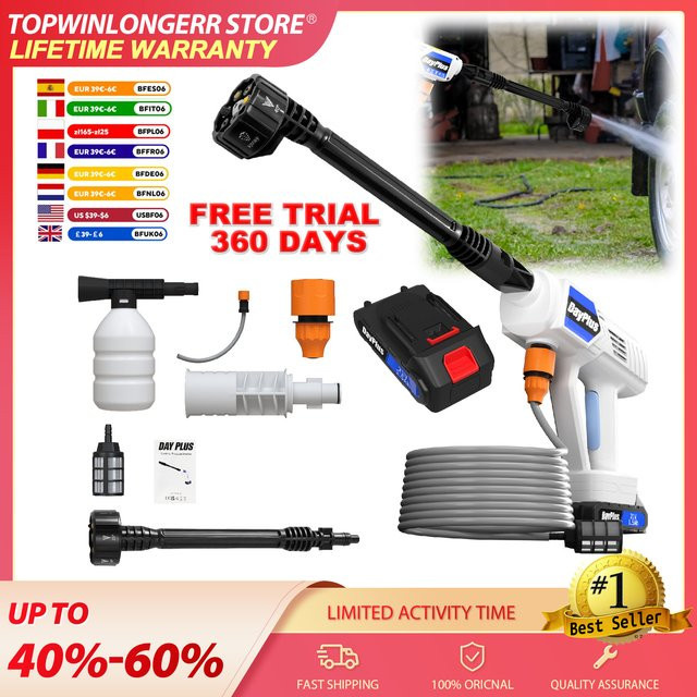 EMDTOOL 6-in-1 Kabelloser Hochdruckreiniger 650W mit 21V Akku und Wassertank, Weiß - Bild 1