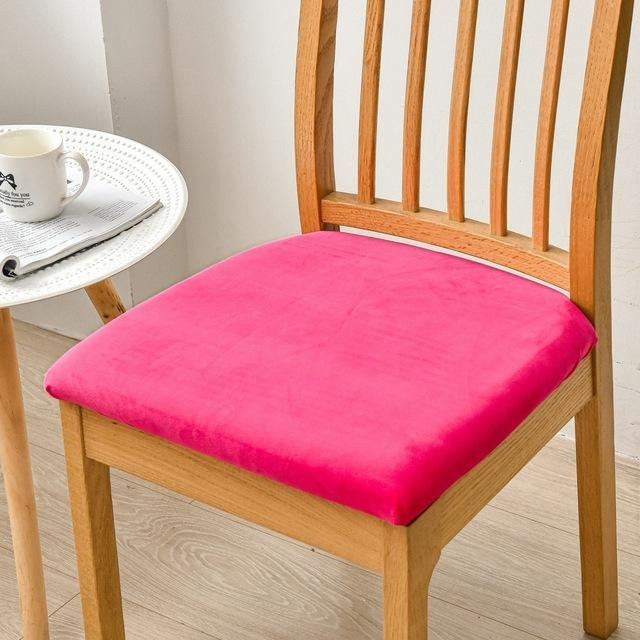 Waschbarer Stretch-Stuhlbezug aus Samt in Rose Rot für Esszimmer und Büro - Bild 1