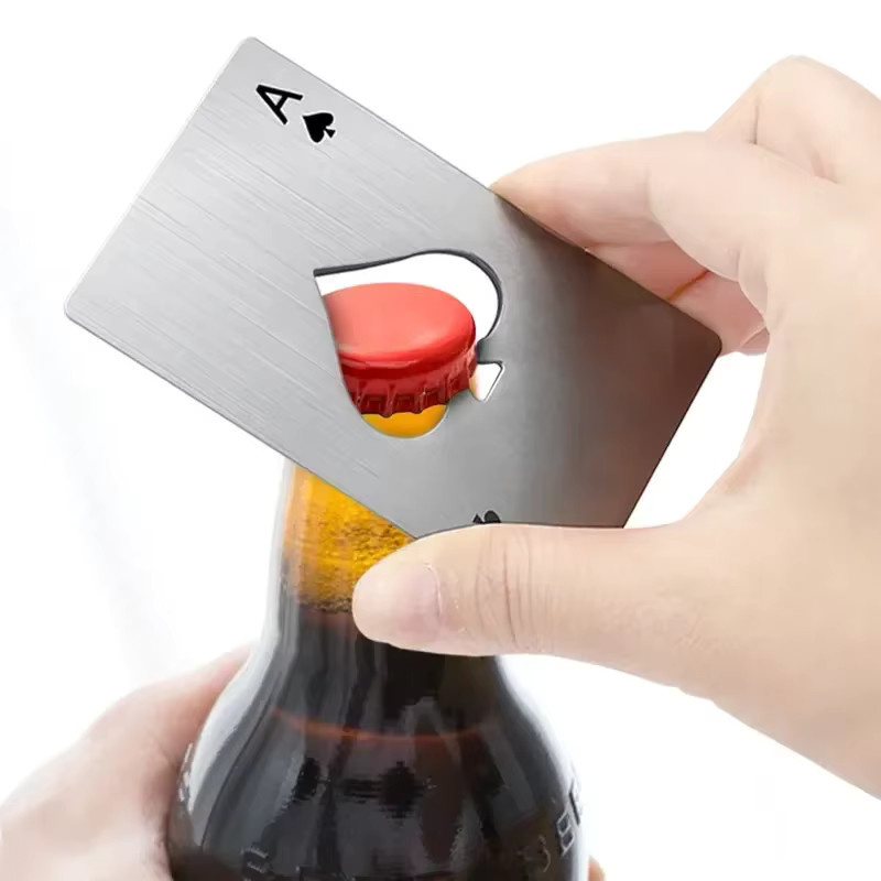 Edelstahl Flaschenöffner im Kreditkartenformat für Bier und Wein, Schwarz und Silber - Bild 2