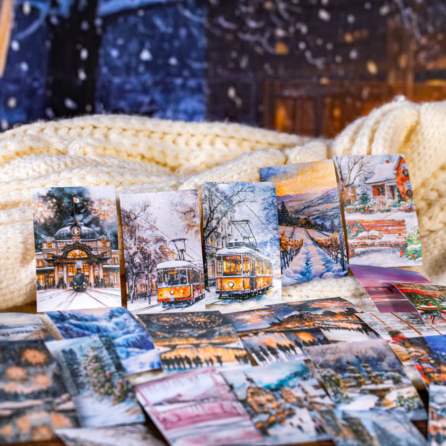 mr.paper Winterlandschaft Hintergrundaufkleber für DIY Handwerk und Scrapbook, 50 Stück, Multicolour - Bild 3